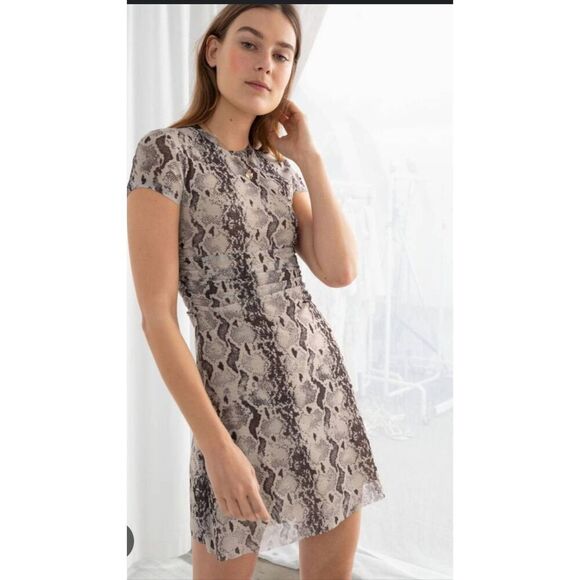 & Other Stories Stockholm Atelier Black White Snake Print Dress 10 - Picture 1 of 11